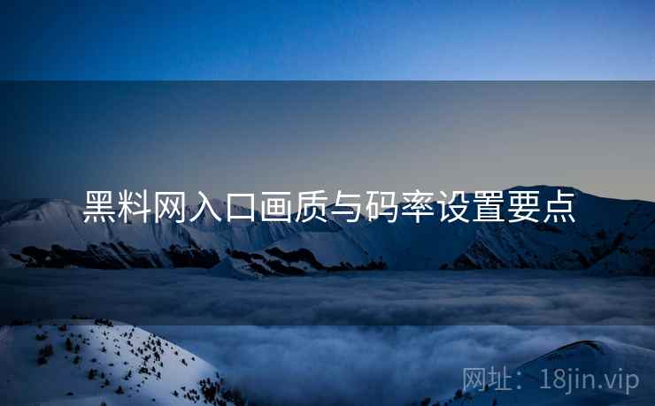 黑料网入口画质与码率设置要点  第1张