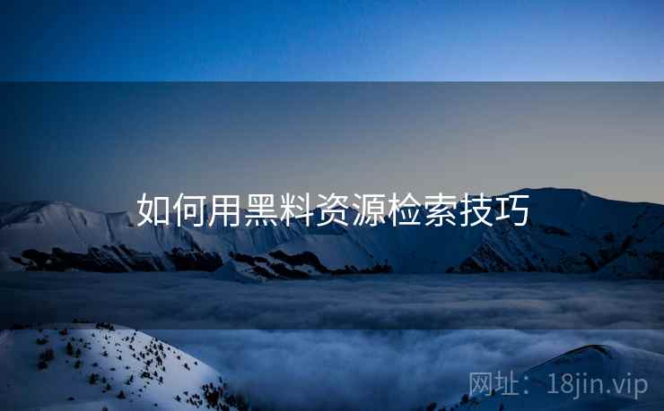 如何用黑料资源检索技巧  第2张